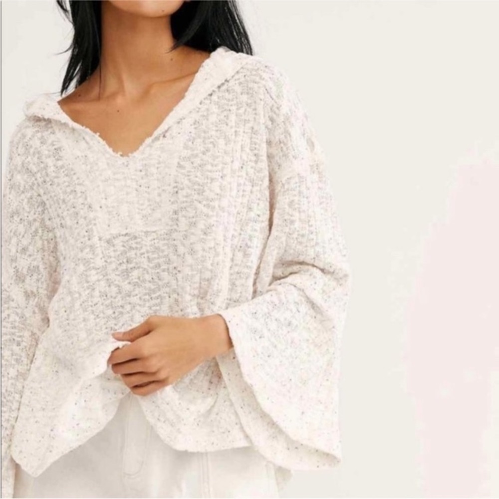 Free People Baja Babe Hooded Pullover oversized confetti coastal beach Women's S